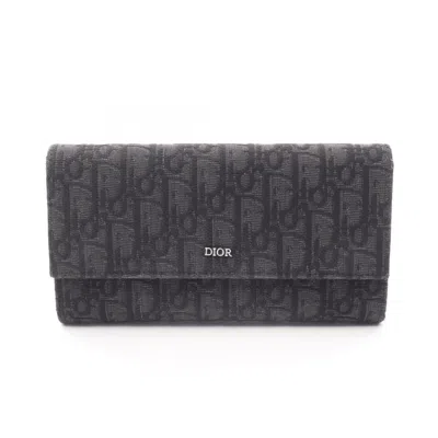 Pre-owned Dior Christian  Black Canvas Long Wallet (bi-fold) ()