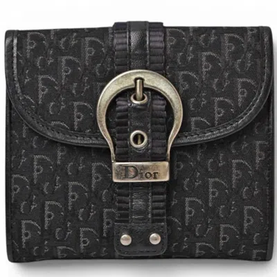 Pre-owned Dior Christian  Black Canvas Wallet (tri-fold) ()