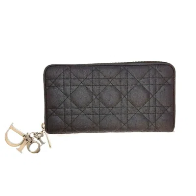 Pre-owned Dior Christian  Black Coated Canvas Long Wallet (bi-fold) ()