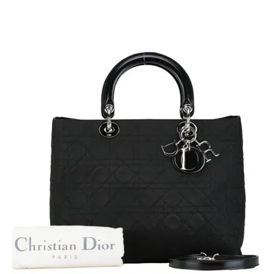 Pre-owned Dior Christian  Black Cotton Leather Handbag Pochette Pouch Shoulder Bag ()