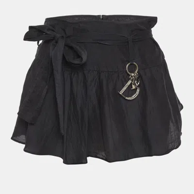 Pre-owned Dior Christian  Black Cotton Logo Embellished Mini Skirt L