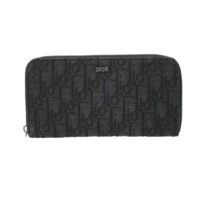 Pre-owned Dior Christian  Black Cotton Long Wallet (bi-fold) ()