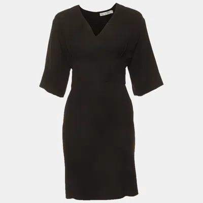 Pre-owned Dior Christian  Black Crepe V-neck Mini Dress S