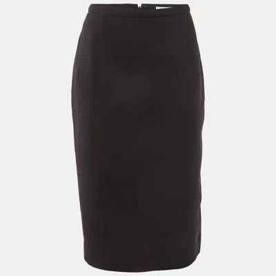 Pre-owned Dior Christian  Black Gabardine Pencil Skirt L