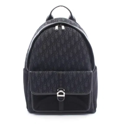 Pre-owned Dior Christian  Black Gray Canvas Leather Backpack () In Black, Gray
