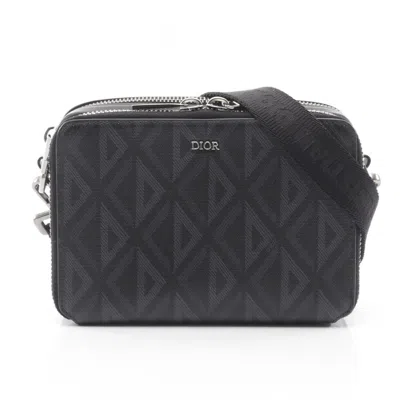 Pre-owned Dior Christian  Black Gray Coated Canvas Leather Shoulder Bag () In Multi