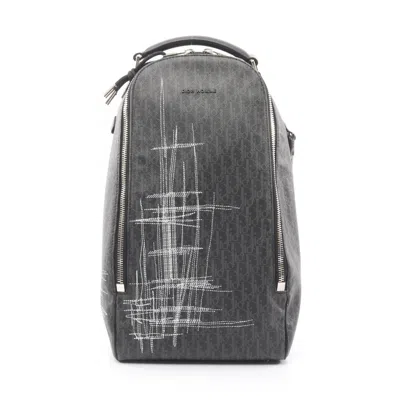 Pre-owned Dior Christian  Black Gray White Coated Canvas Leather Fanny Pack Sling Bag ()