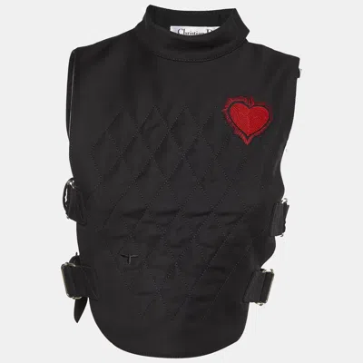 Pre-owned Dior Christian  Black Heart Applique Wool Fencing Vest Top S