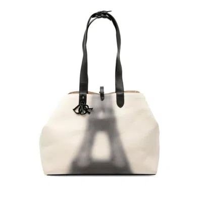Pre-owned Dior Christian  Black Ivory Canvas Leather Shoulder Bag Tote Bag () In Multi