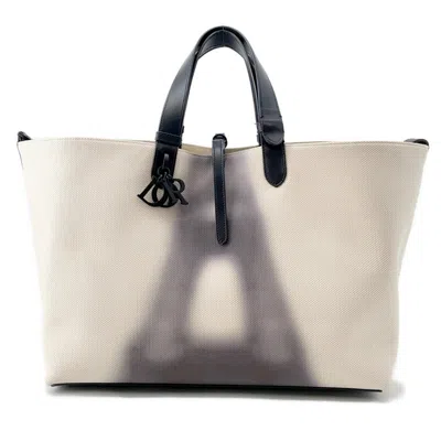 Pre-owned Dior Christian  Black Ivory Canvas Leather Tote Bag () In Multi