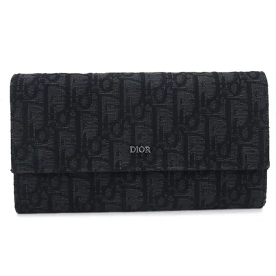 Pre-owned Dior Christian  Black Jacquard Long Wallet (bi-fold) ()