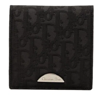 Pre-owned Dior Christian  Black Jacquard Nylon Leather Wallet (bi-fold) ()