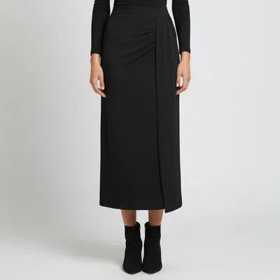 Pre-owned Dior Christian  Black Jersey Draped Maxi Skirt L