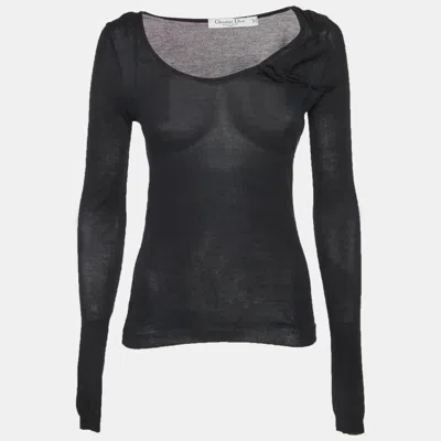 Pre-owned Dior Christian  Black Knit Ruched Top S