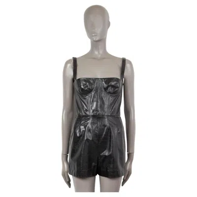 Pre-owned Dior Christian  Black Leather 2018 Bustier Mini Romper Jumpsuit 38 S