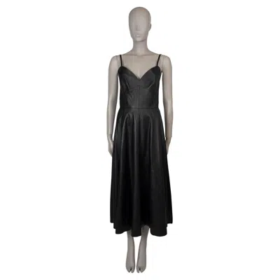 Pre-owned Dior Christian  Black Leather 2018 Sleeveless Maxi Dress 36 Xs