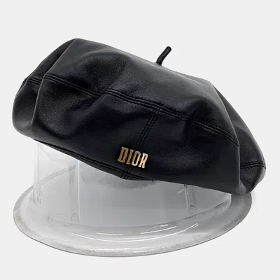 Pre-owned Dior Christian  Black Leather Beret
