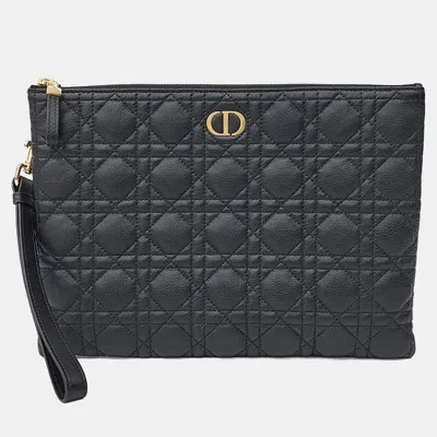 Pre-owned Dior Christian  Black Leather Caro Clutch S5086
