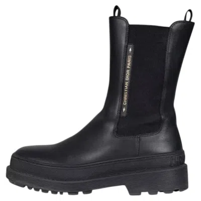 Pre-owned Dior Christian  Black Leather Chelsea Boots Eu 38.5