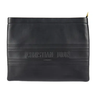 Pre-owned Dior Christian  Black Leather Clutch Bag Handbag ()
