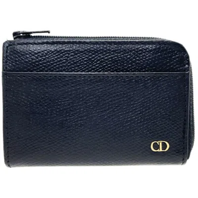 Pre-owned Dior Christian  Black Leather Coin Purse/coin Case ()