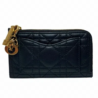 Pre-owned Dior Christian  Black Leather Coin Purse/coin Case ()