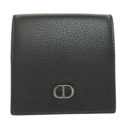 Pre-owned Dior Christian  Black Leather Coin Purse/coin Case ()