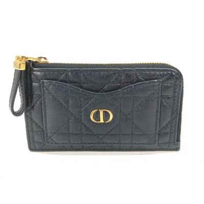 Pre-owned Dior Christian  Black Leather Coin Purse/coin Case ()