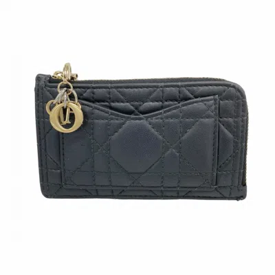 Pre-owned Dior Christian  Black Leather Coin Purse/coin Case ()