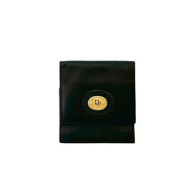 Pre-owned Dior Christian  Black Leather Coin Purse/coin Case ()
