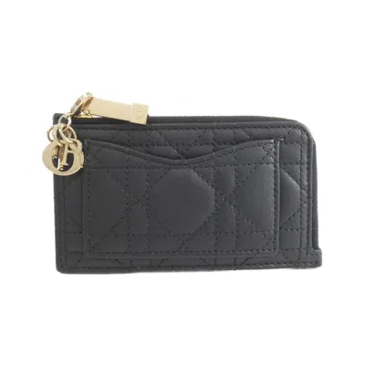 Pre-owned Dior Christian  Black Leather Coin Purse/coin Case ()