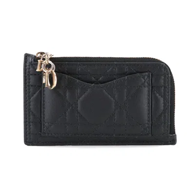 Pre-owned Dior Christian  Black Leather Coin Purse/coin Case ()