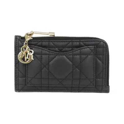 Pre-owned Dior Christian  Black Leather Coin Purse/coin Case ()