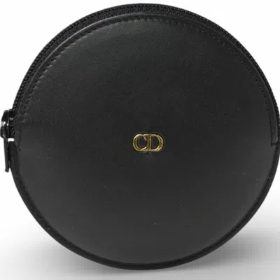 Pre-owned Dior Christian  Black Leather Coin Purse/coin Case ()