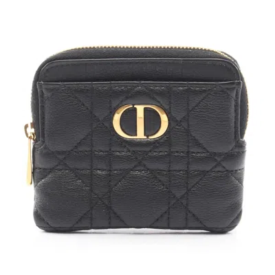 Pre-owned Dior Christian  Black Leather Coin Purse/coin Case ()