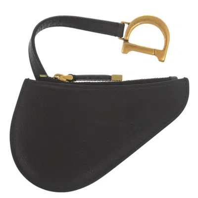 Pre-owned Dior Christian  Black Leather Coin Purse/coin Case ()