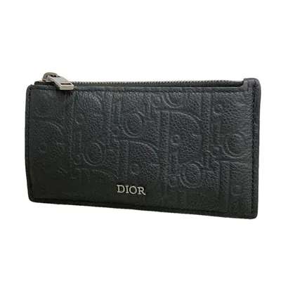 Pre-owned Dior Christian  Black Leather Coin Purse/coin Case ()