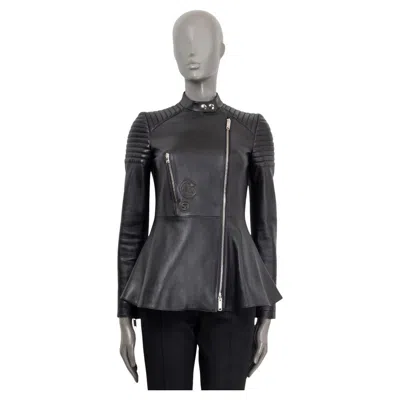 Pre-owned Dior Christian  Black Leather Flared Biker Jacket 36 Xs