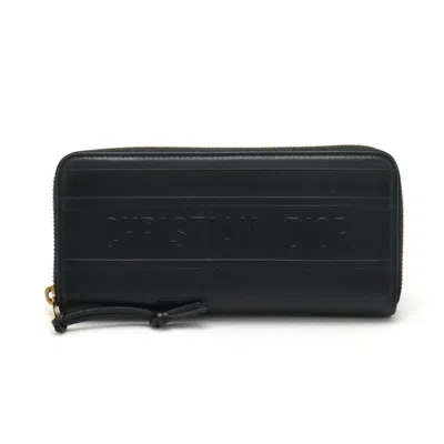 Pre-owned Dior Christian  Black Leather Long Wallet (bi-fold) ()