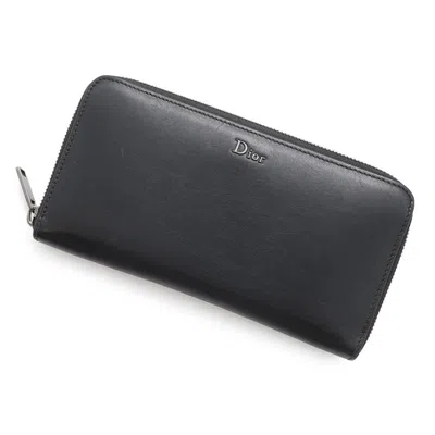 Pre-owned Dior Christian  Black Leather Long Wallet (bi-fold) ()