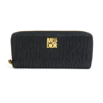 Pre-owned Dior Christian  Black Leather Long Wallet (bi-fold) ()