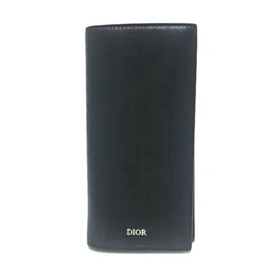 Pre-owned Dior Christian  Black Leather Long Wallet (bi-fold) ()