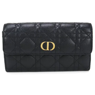 Pre-owned Dior Christian  Black Leather Long Wallet (bi-fold) ()