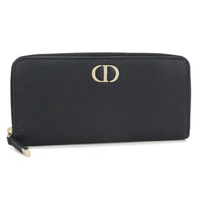 Pre-owned Dior Christian  Black Leather Long Wallet (bi-fold) ()