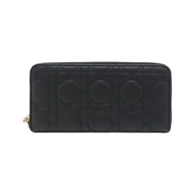 Pre-owned Dior Christian  Black Leather Long Wallet (bi-fold) ()