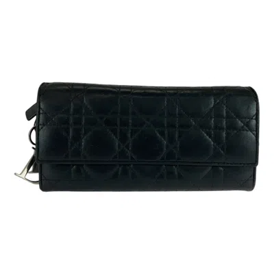 Pre-owned Dior Christian  Black Leather Long Wallet (bi-fold) ()