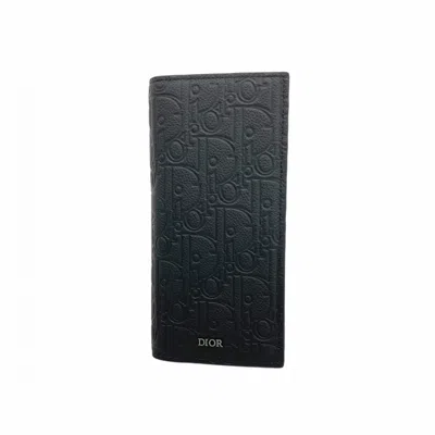 Pre-owned Dior Christian  Black Leather Long Wallet (bi-fold) ()