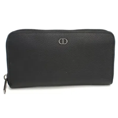 Pre-owned Dior Christian  Black Leather Long Wallet (bi-fold) ()