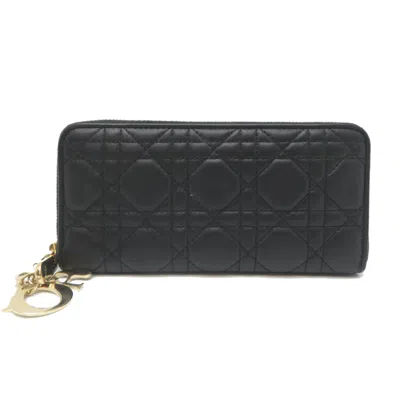 Pre-owned Dior Christian  Black Leather Long Wallet (bi-fold) ()