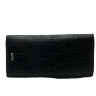 Pre-owned Dior Christian  Black Leather Long Wallet (bi-fold) ()